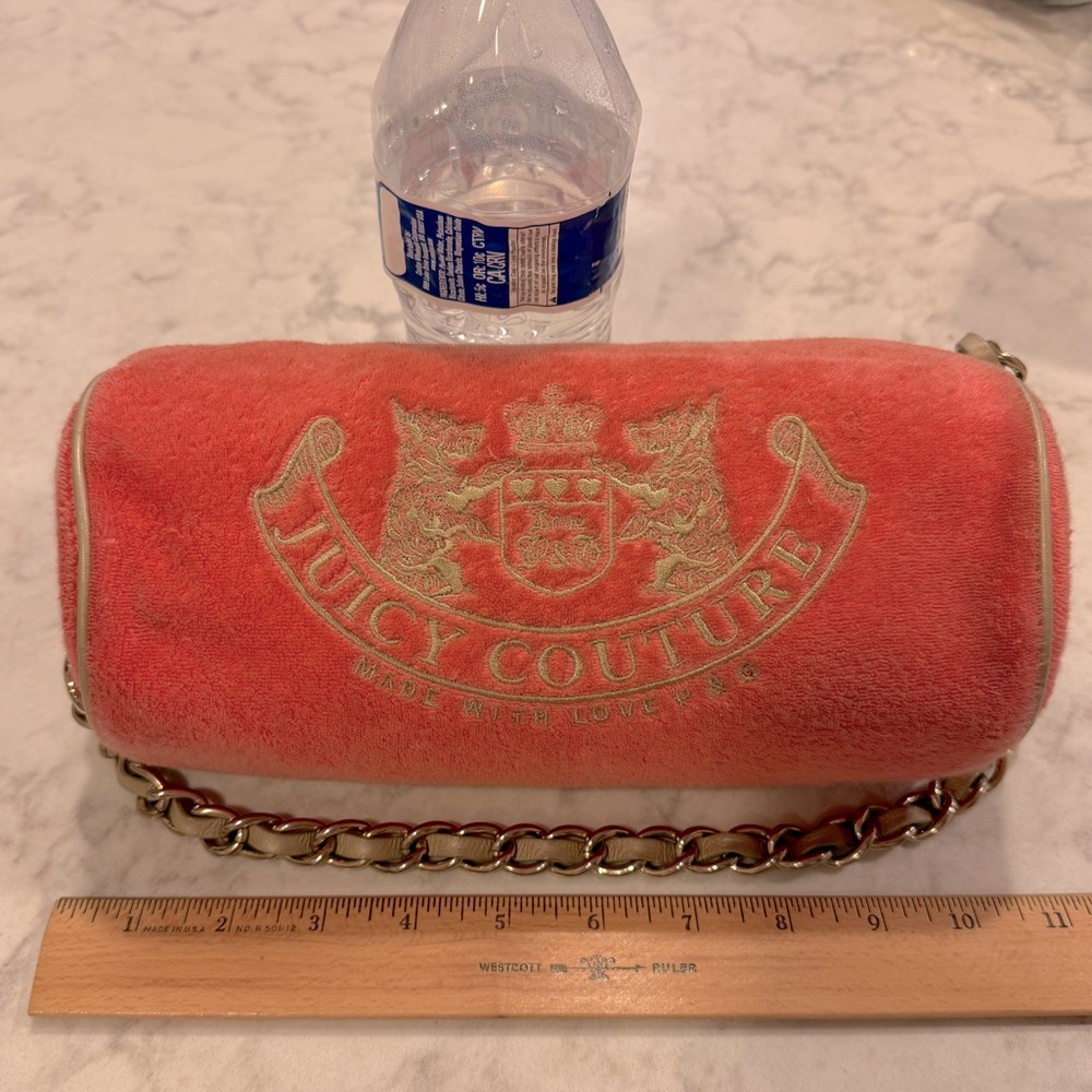 Juicy Couture Scottie Barrel Chain Purse Bag Y2K in Terry Cloth